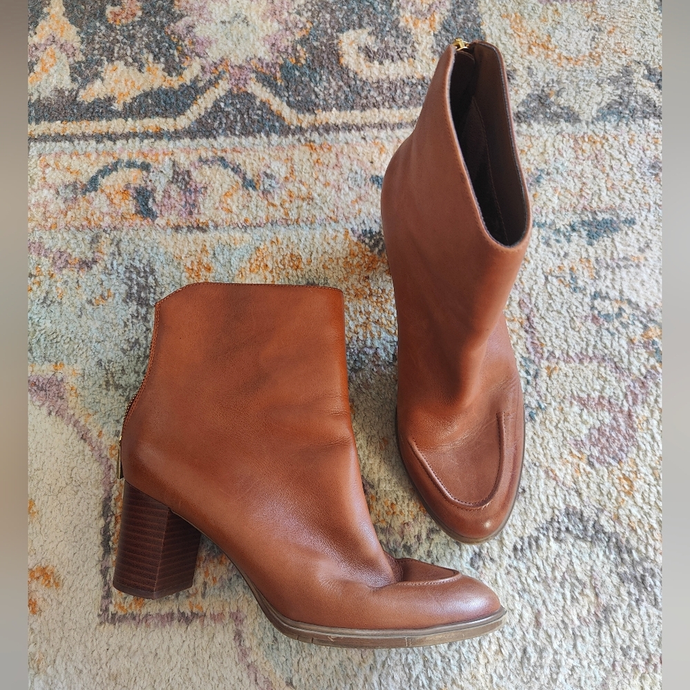 Aerosoles sz12 leather zip heeled booties